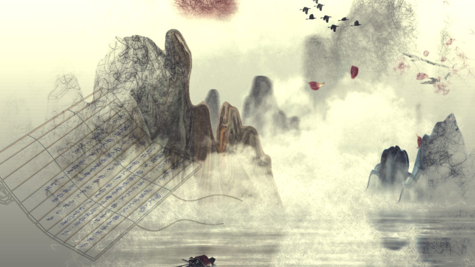 水墨中国风抽象线条舞蹈书简舞led演出背景大屏视频素材书简舞背景